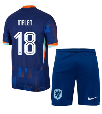 Netherlands Donyell Malen #18 Replica Away Stadium Kit for Kids Euro 2024 Short Sleeve (+ pants)